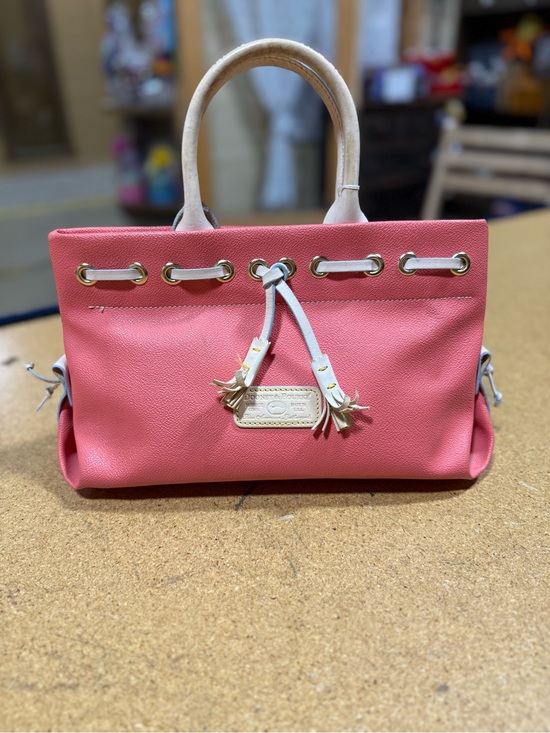 Dooney & Bourke Handbags - Dooney & Bourke Coral Pink Tote with Cream Handles